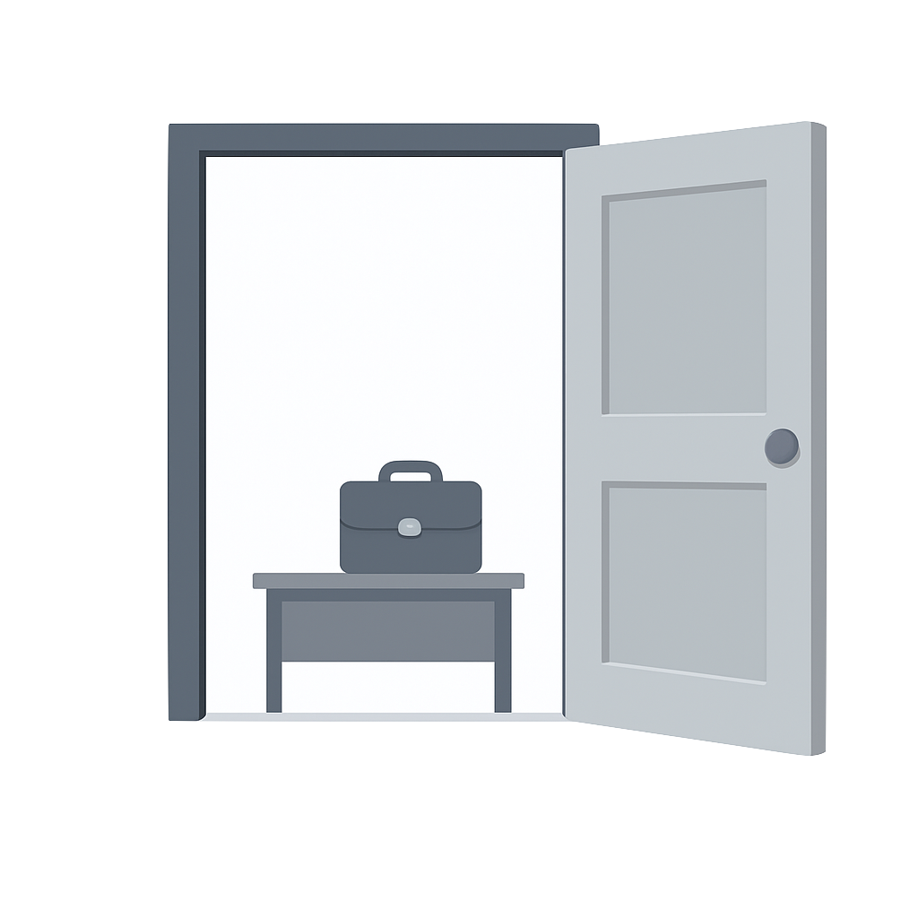 Open door with briefcase representing banking opportunities